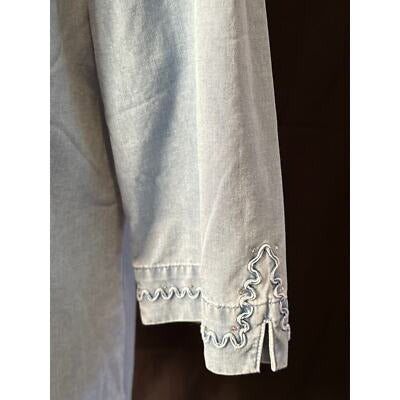 Lafei-Nier Blue Jean and Rhinestone Short Sleeve Zip up 2XL