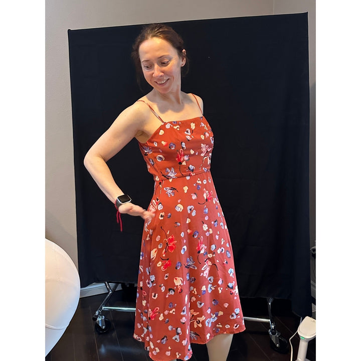 Hutch Declan Brown/Red Floral Midi Dress Size 4
