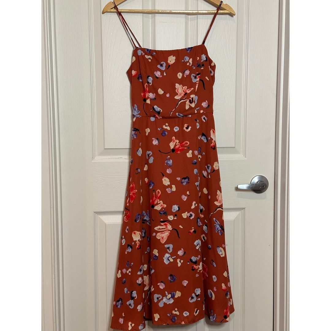 Hutch Declan Brown/Red Floral Midi Dress Size 4