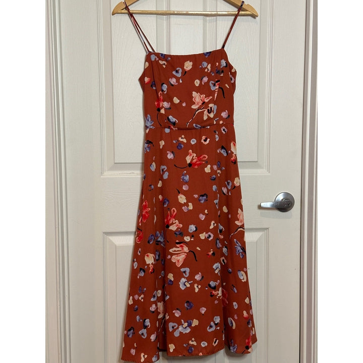 Hutch Declan Brown/Red Floral Midi Dress Size 4