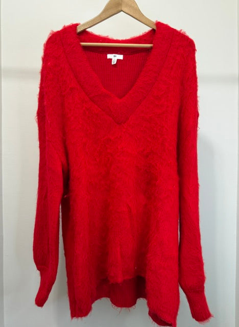 BP Mohair V‑Neck Oversized Red Sweater Sz1X NWT