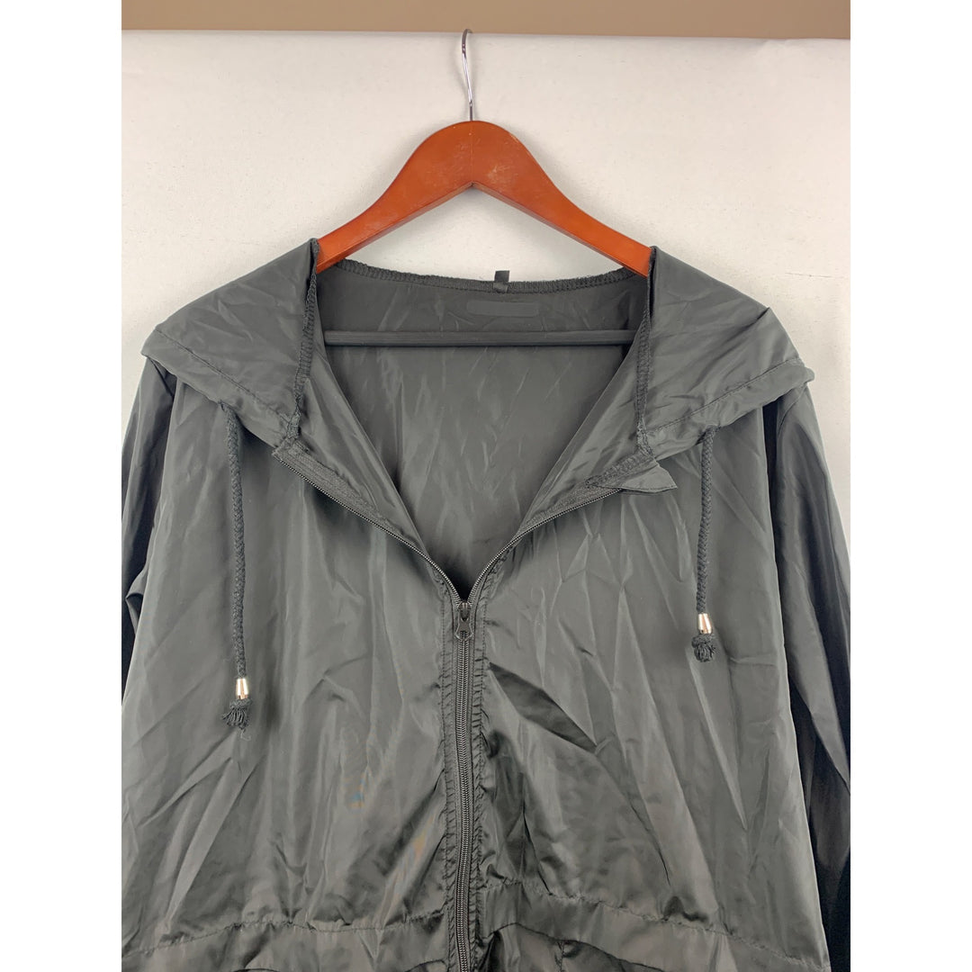 Olive Green Hooded Windbreaker Jacket Size XL