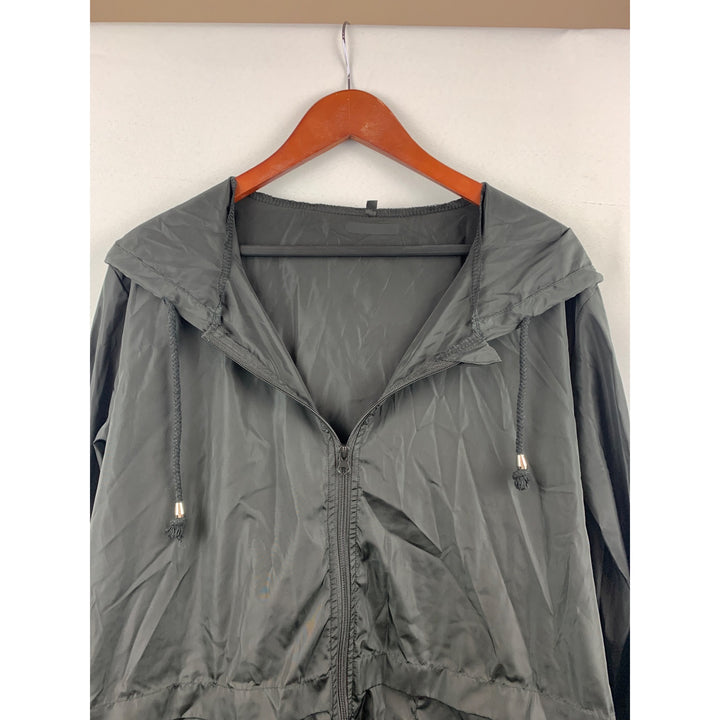 Olive Green Hooded Windbreaker Jacket Size XL