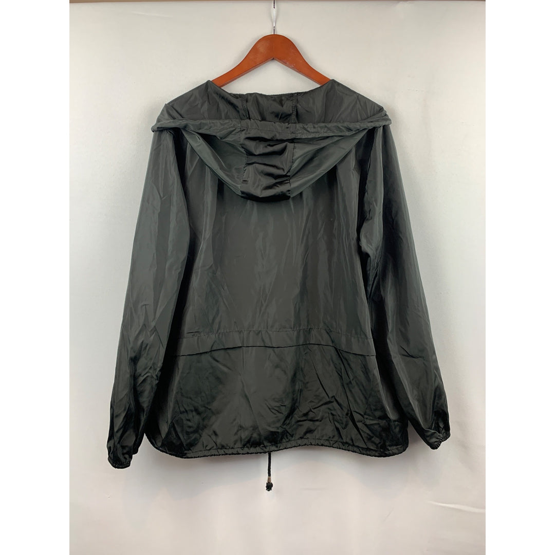 Olive Green Hooded Windbreaker Jacket Size XL