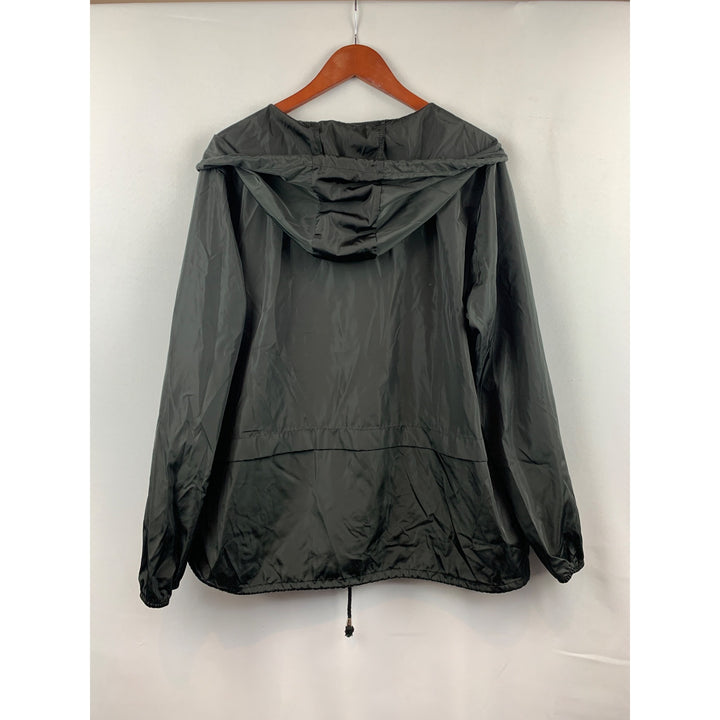 Olive Green Hooded Windbreaker Jacket Size XL
