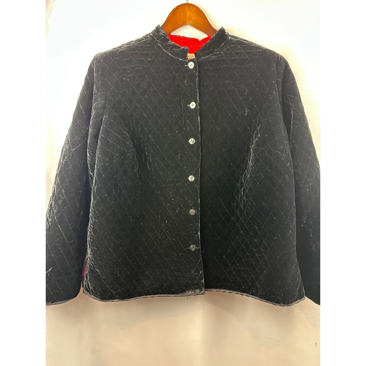Women’s French Laundry Black Velvety Quilted Coat Size 1X