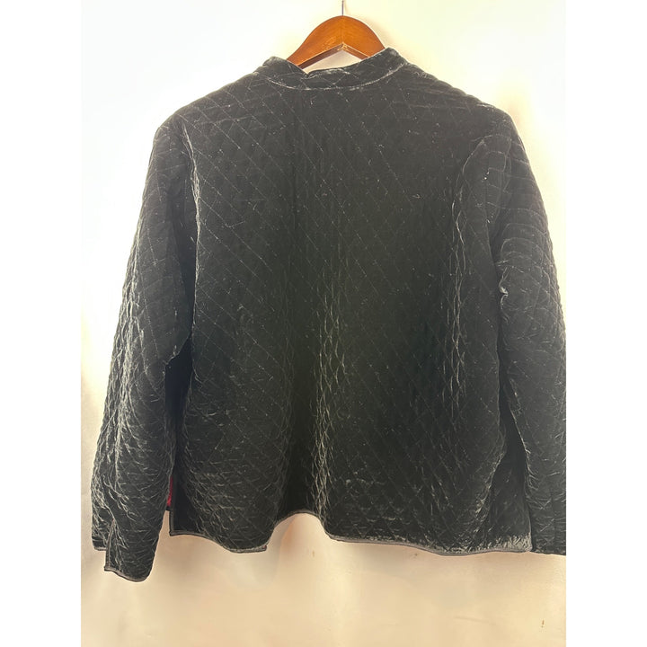 Women’s French Laundry Black Velvety Quilted Coat Size 1X