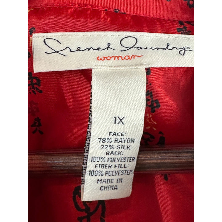 Women’s French Laundry Black Velvety Quilted Coat Size 1X