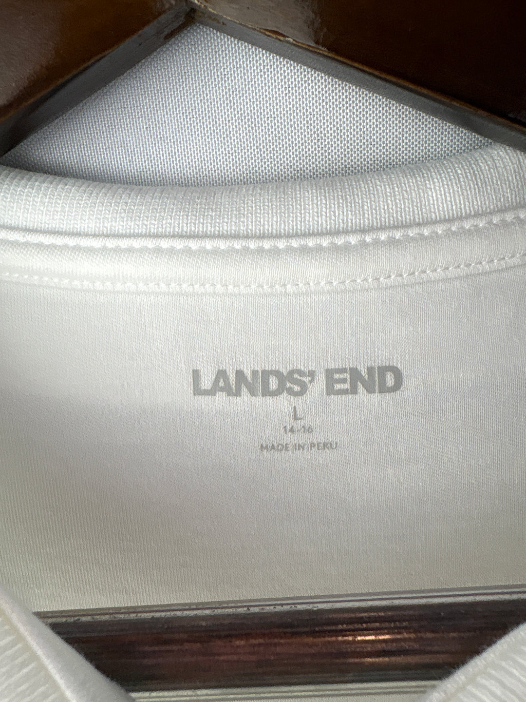 Women’s Lands’ End Large White Half Sleeve Polo Shirt