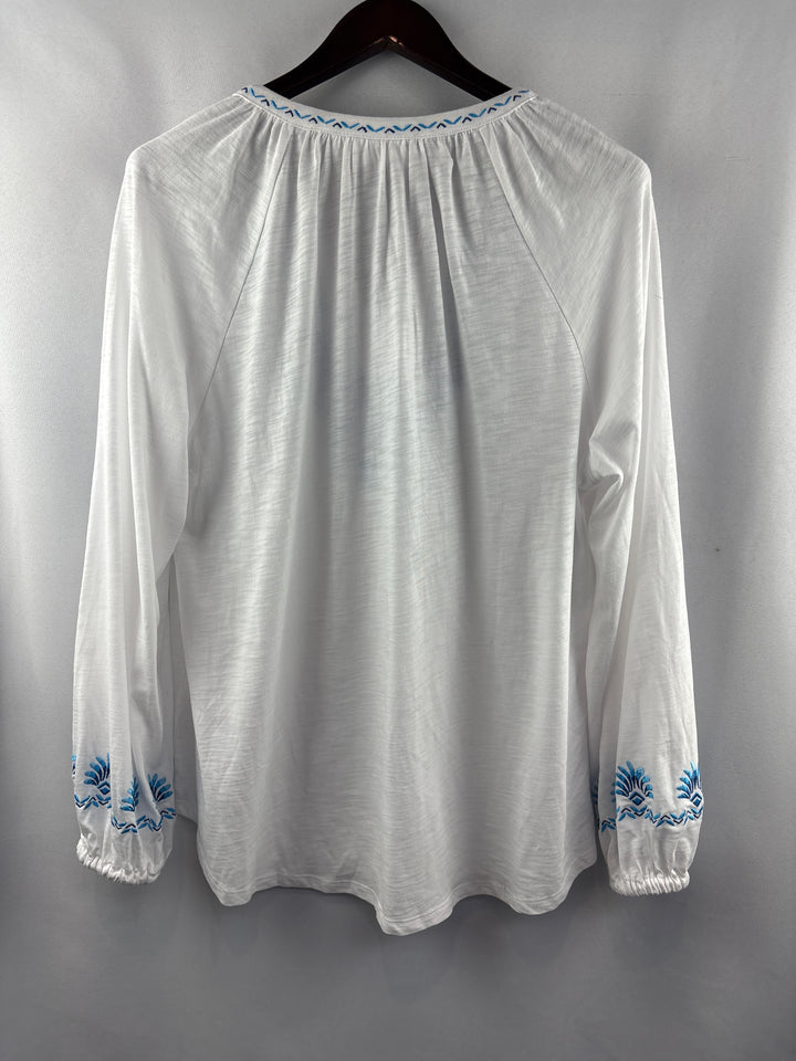 Women’s Bellisima Kim Gravel Large White Embroidered Blouse
