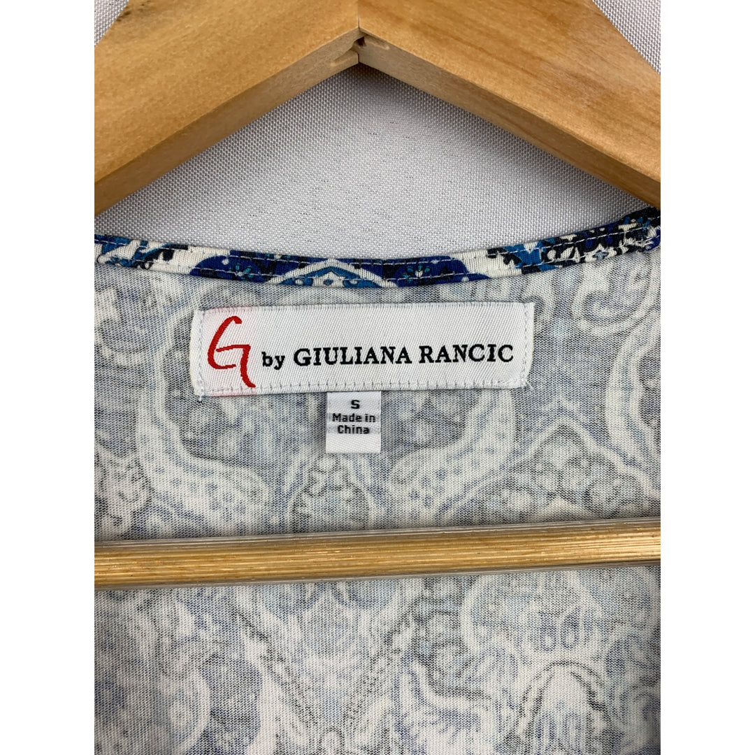 Giuliana Rancic Blue & White Paisley Sleeveless Tank Top S