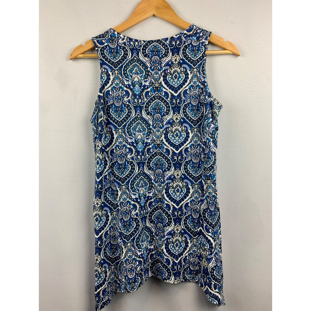 Giuliana Rancic Blue & White Paisley Sleeveless Tank Top S