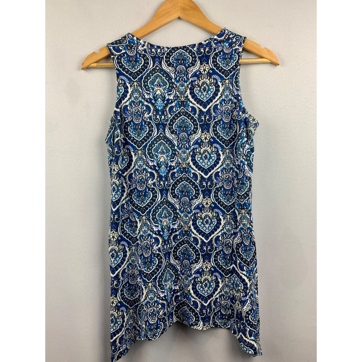 Giuliana Rancic Blue & White Paisley Sleeveless Tank Top S
