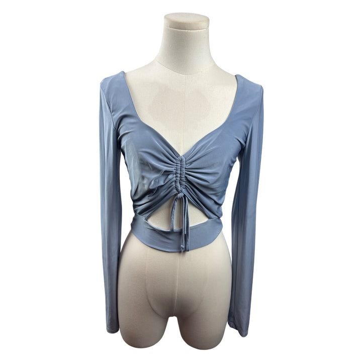 Womens Saints 21 Pale Blue Long Sleeve Cinchable Crop Top