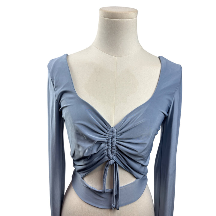 Womens Saints 21 Pale Blue Long Sleeve Cinchable Crop Top
