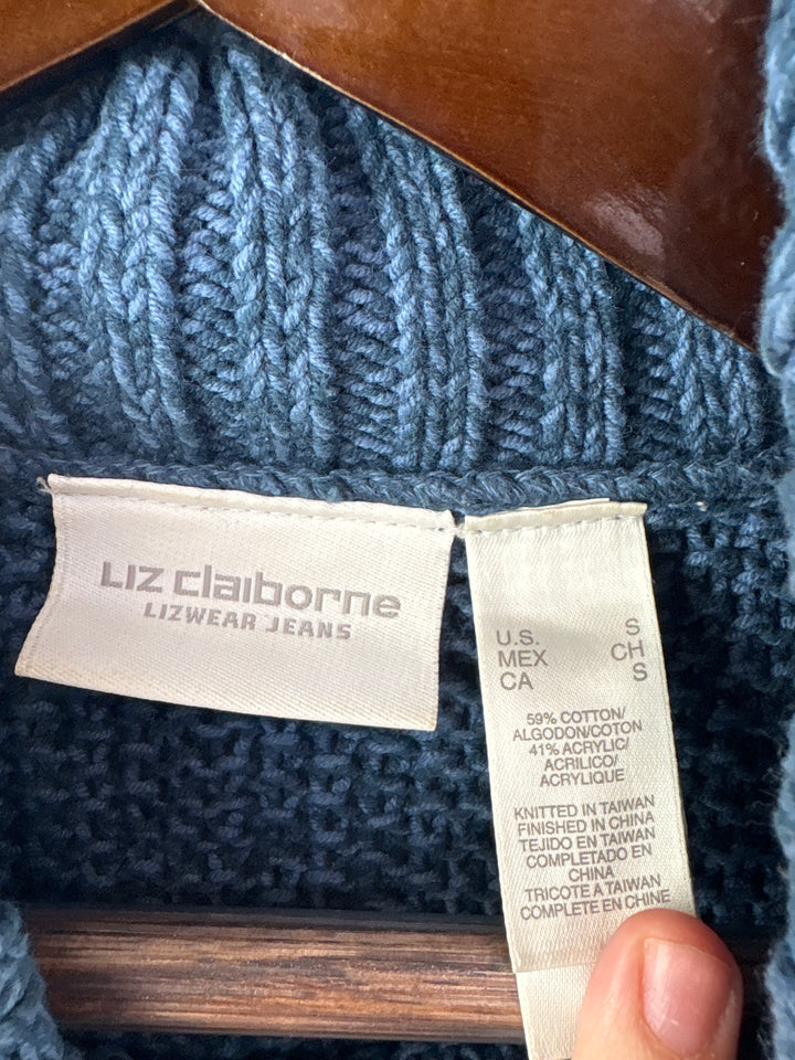 Women’s Liz Claiborne Small Muted Blue Knit Turtleneck