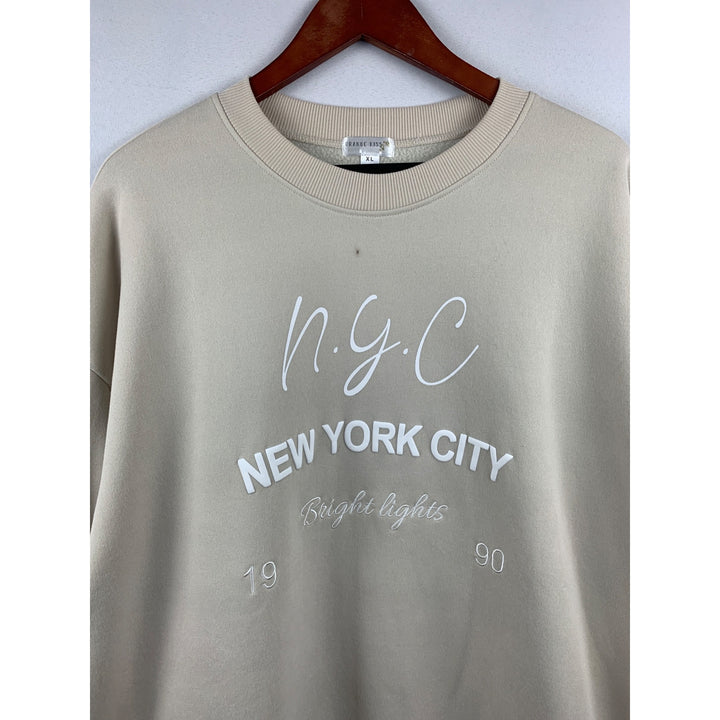 Women’s Orange Kiss Cream New York City Baggy Sweatshirt Size XL