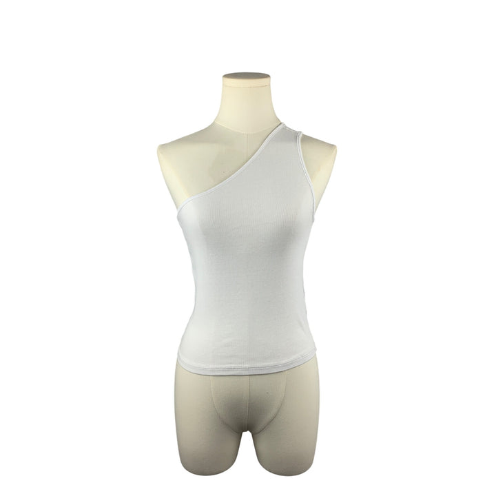 Madewell Womens One-Shoulder White Ribbed Tank Top Size M