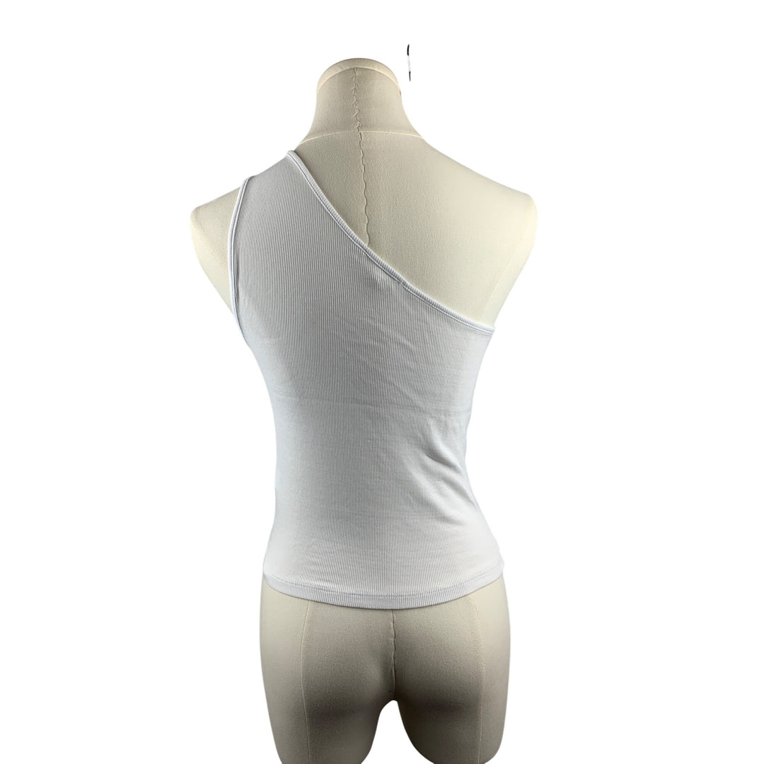 Madewell Womens One-Shoulder White Ribbed Tank Top Size M