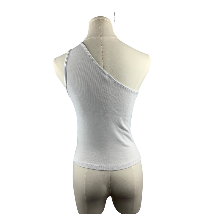 Madewell Womens One-Shoulder White Ribbed Tank Top Size M