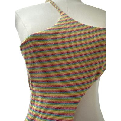 Multicolor Asymmetrical Cutout Ribbed Swimsuit Size XL