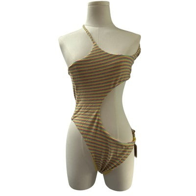 Multicolor Asymmetrical Cutout Ribbed Swimsuit Size XL