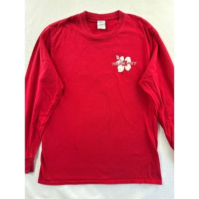 Trader Joes Red Long Sleeve Shirt M Port & Company 100% Cotton