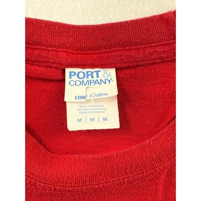 Trader Joes Red Long Sleeve Shirt M Port & Company 100% Cotton