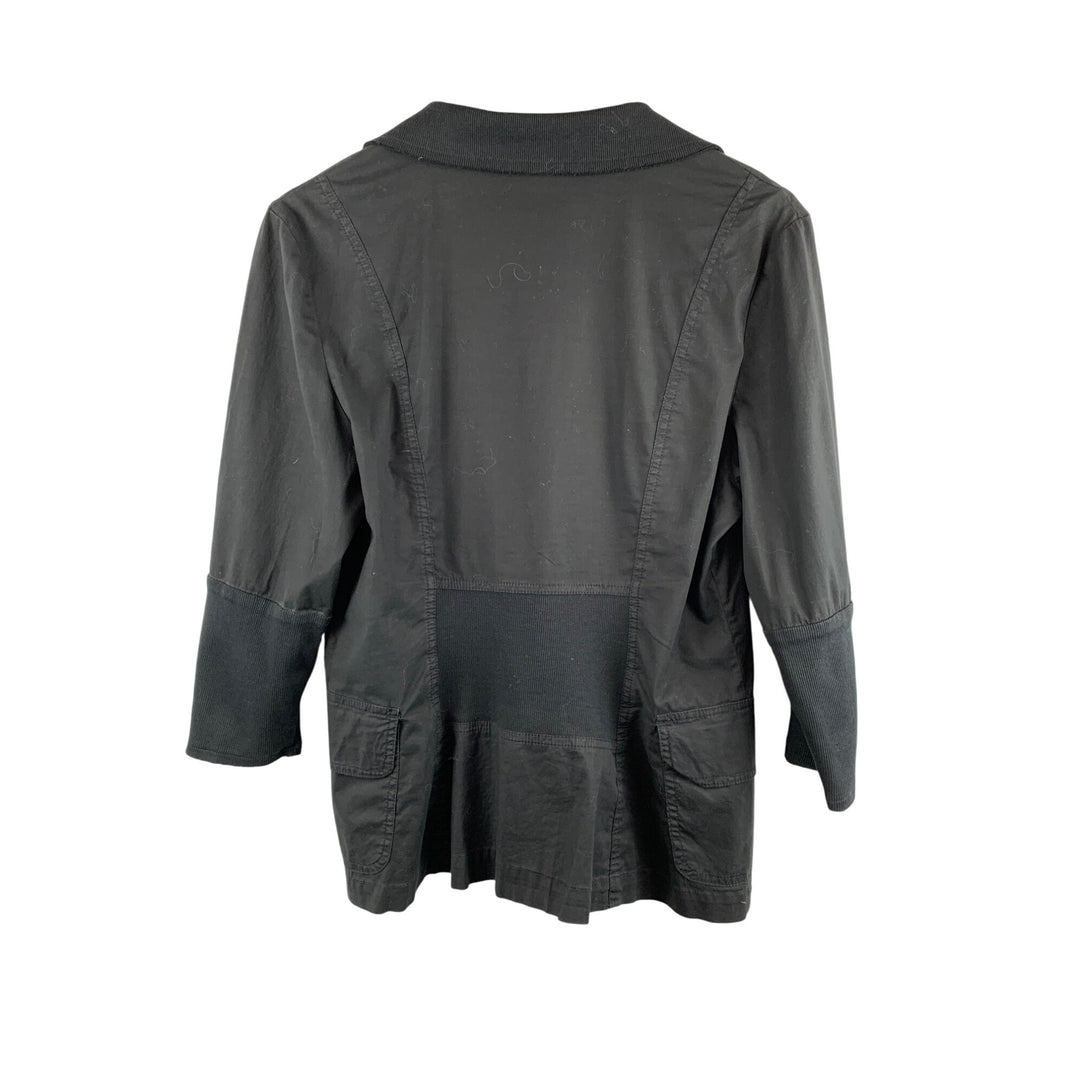 XCVI Womens Black 3/4 Sleeve Ruched Button-Front Jacket Size F
