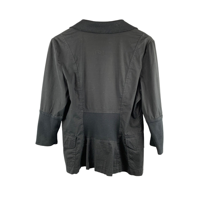 XCVI Womens Black 3/4 Sleeve Ruched Button-Front Jacket Size F