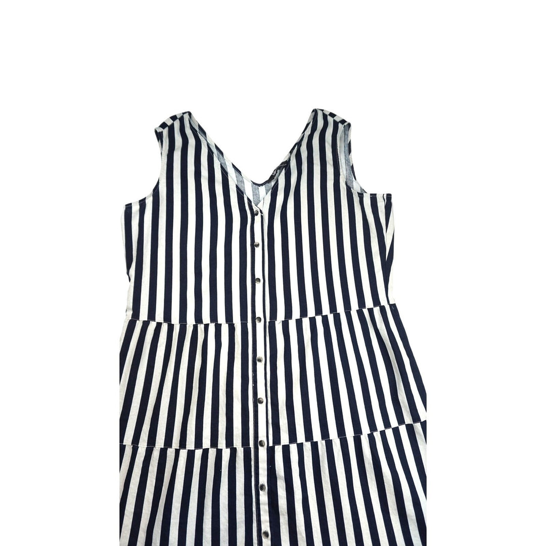 Women's Ulla Popken Striped Dress, Cotton Blend  - Size L