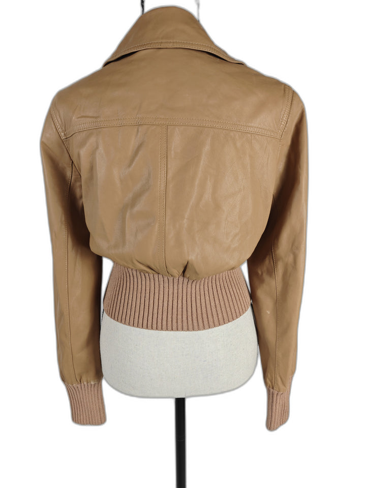 Womens Catherine Malandrino Leather Jacket Tan Size 2