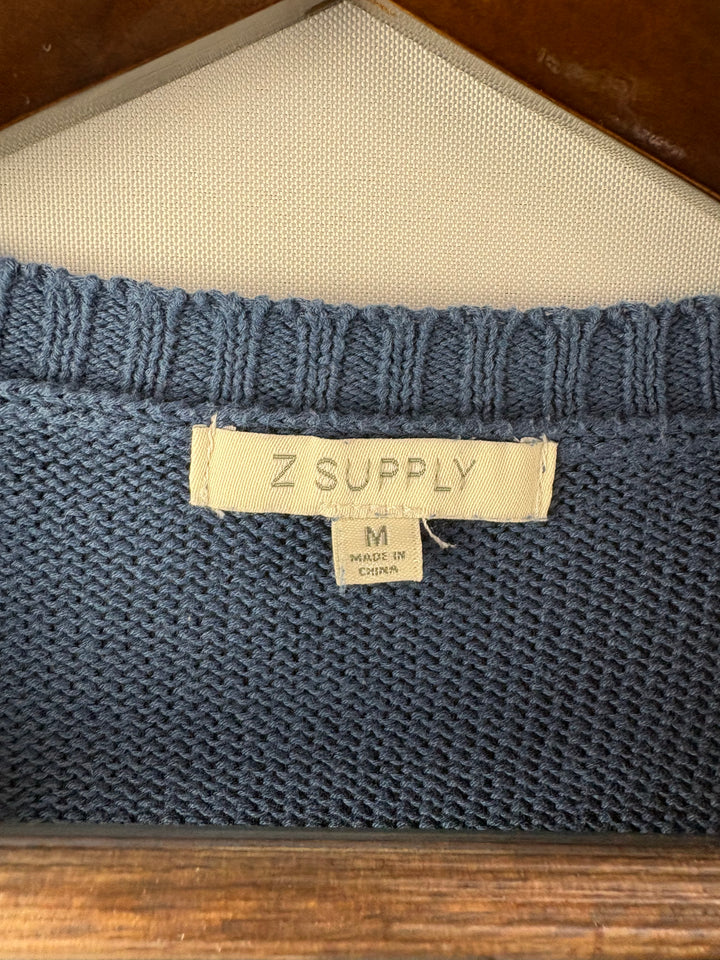 Women’s Z. Supply Medium Blue Cropped Sweater w/ White Star