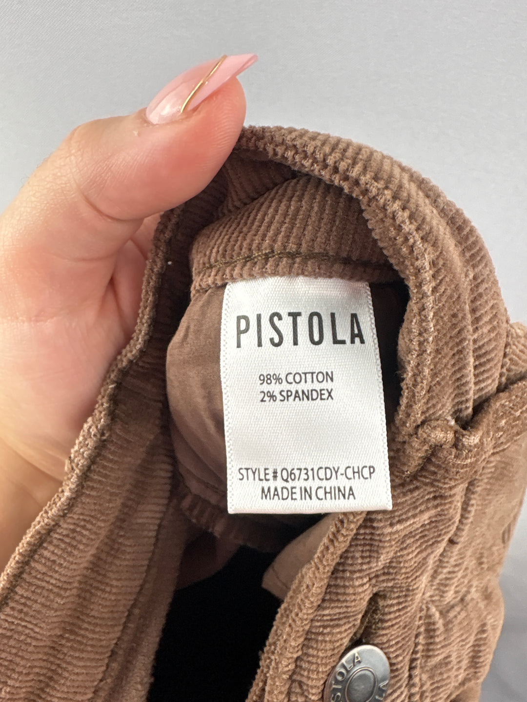 Women’s Pistola Size 28 Brown Corduroy Pants
