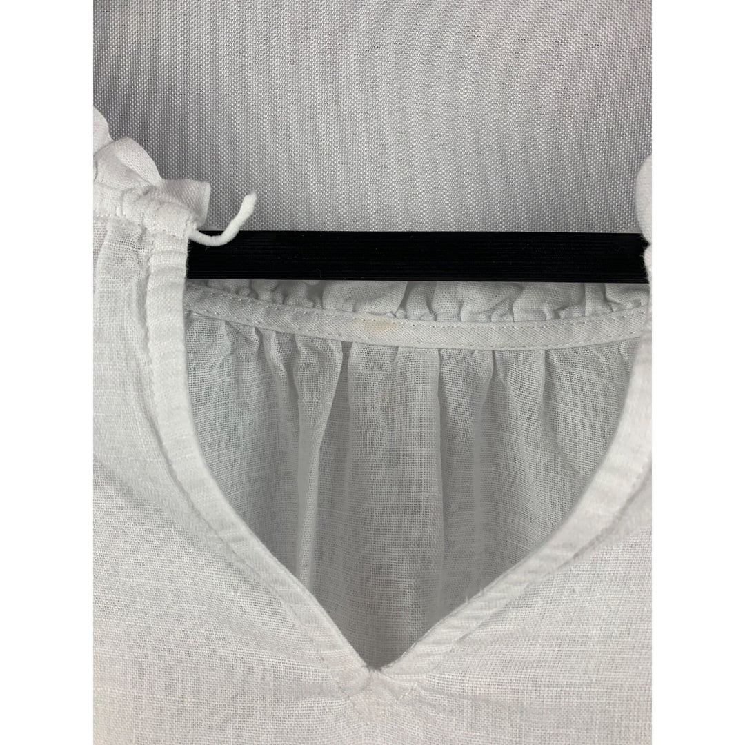 J.Crew White Ruffled Sleeveless Top Womens L
