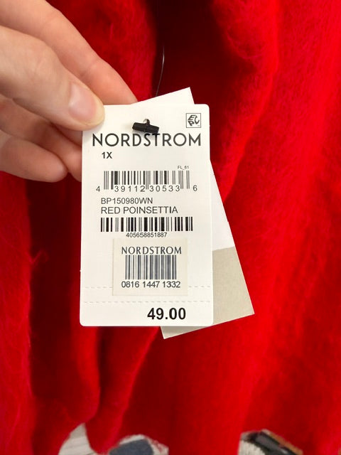 BP Mohair V‑Neck Oversized Red Sweater Sz1X NWT