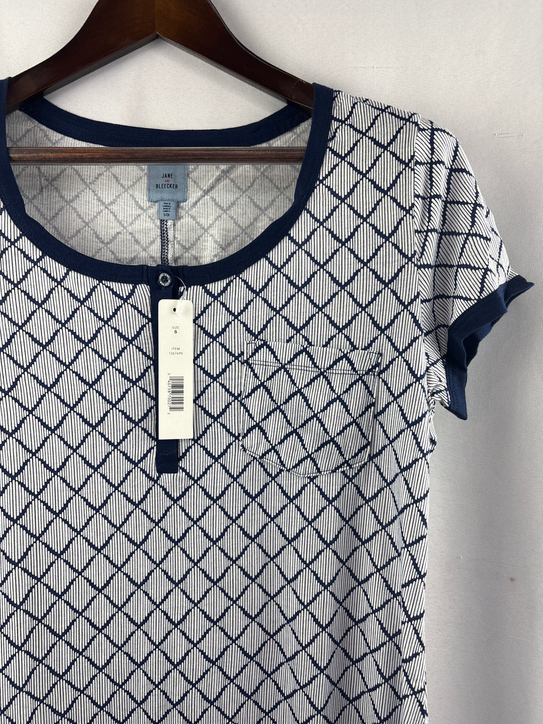 Women’s Jane and Bleecker Small Multicolored Patterned Henley NightGowns