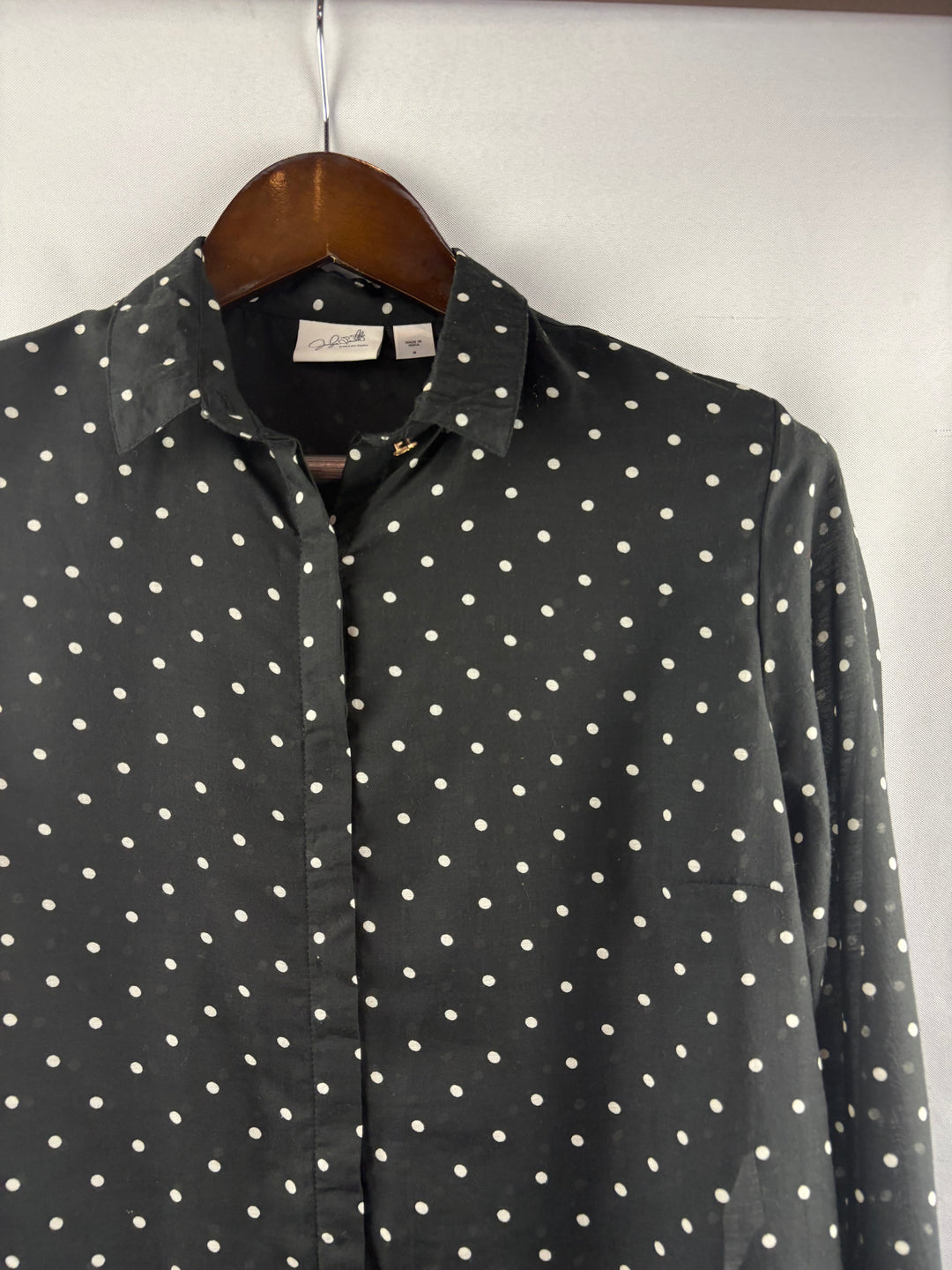 Women’s Jaclyn Smith Small Black w/ White Polka Dots Blouse