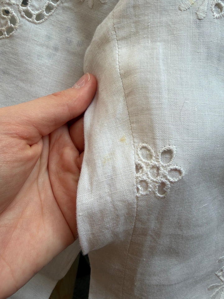 Vintage Moschino White Linen Eyelet Embroidered Pants Trousers