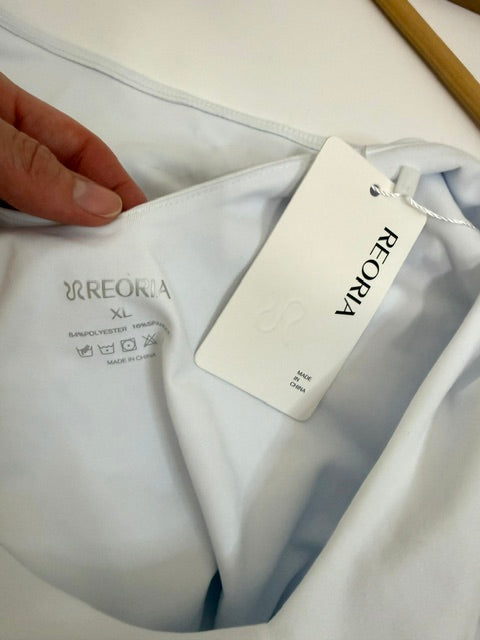 REORIA White Double Lined V Neck Bodysuit Smoothing Stretch XL NWT