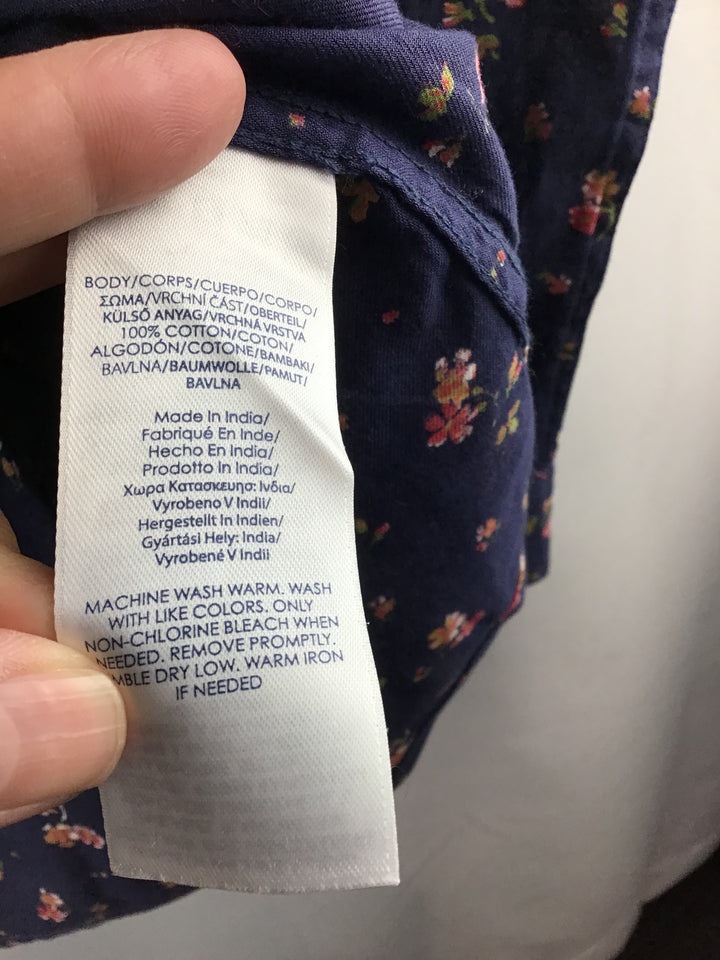 Women’s Chaps Floral Navy Button Down Blouse Size Small