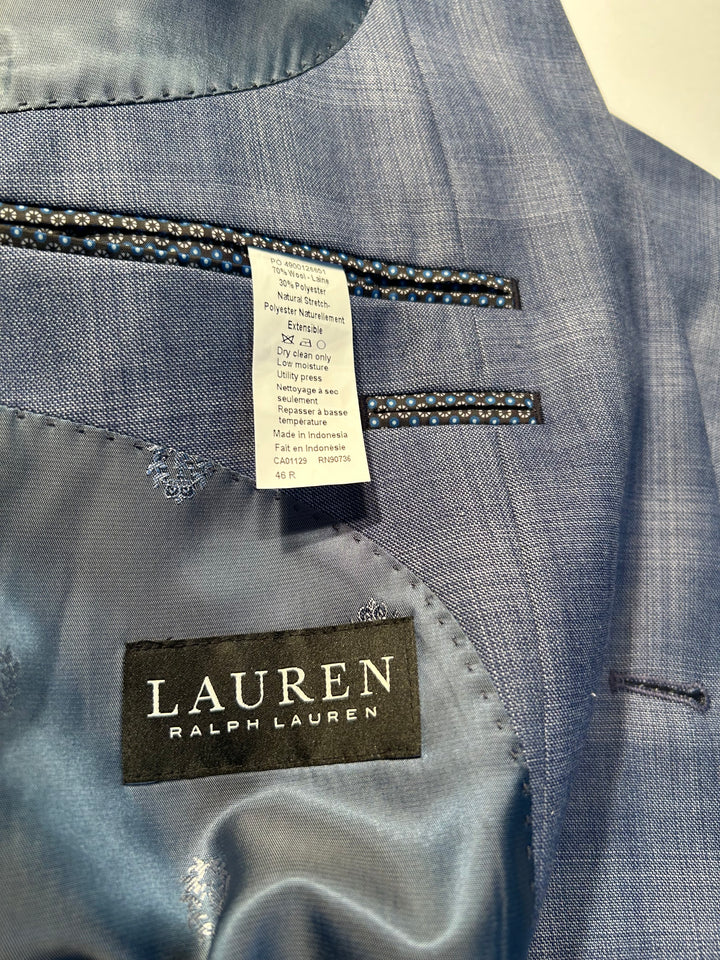 Lauren Ralph Lauren Men’s 46R Blue Wool Blend Two Piece Suit 40X30 Pant