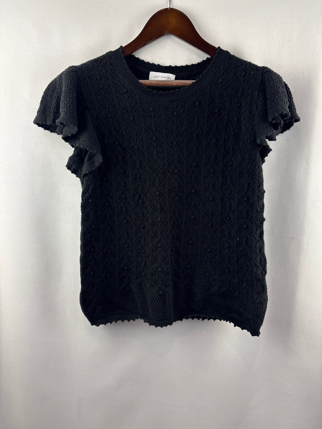 Women’s Lost + Wander Size M/L Black Knit Short Sleeve Blouse