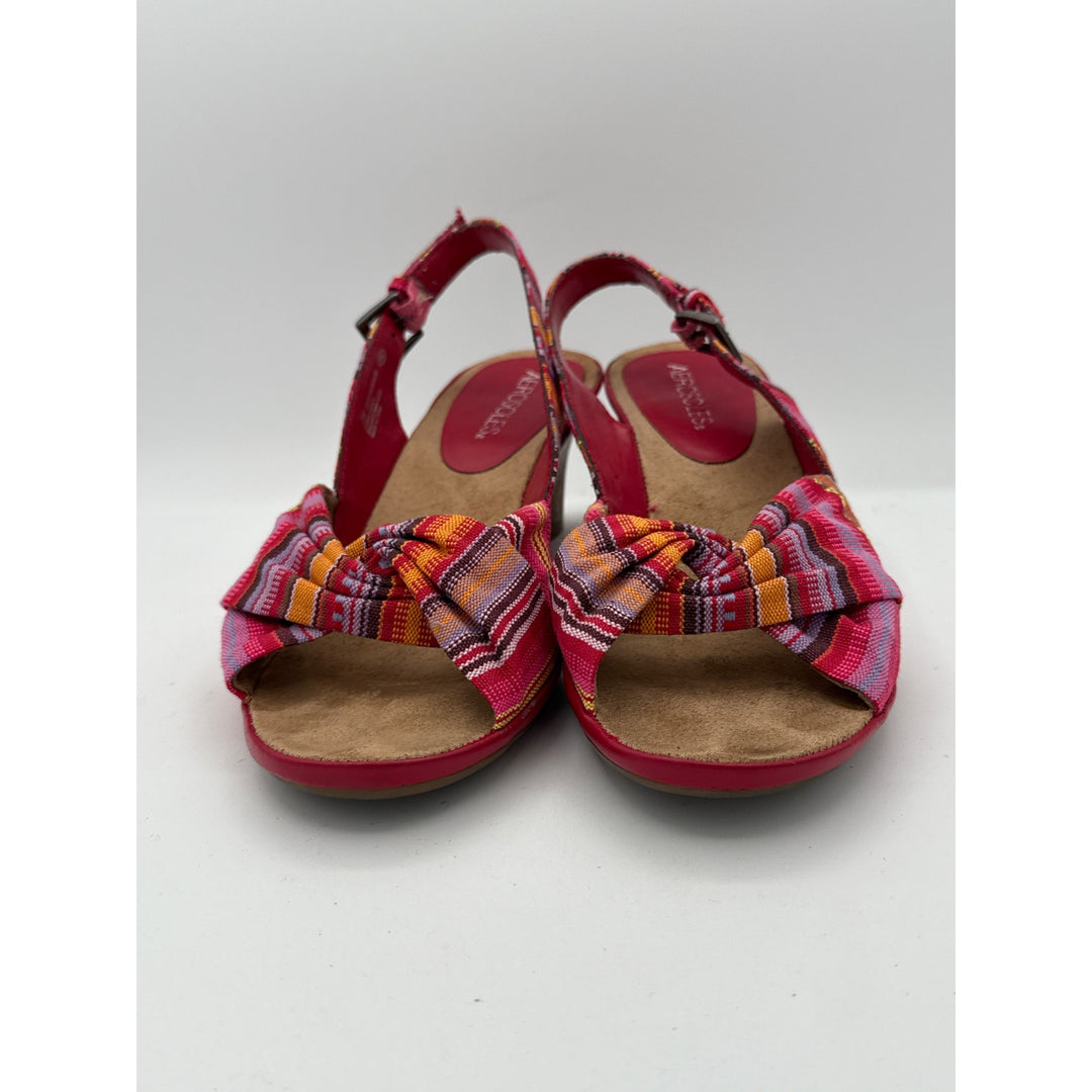 Aerosoles Womens Multicolor Striped Open-Toe Wedge Sandals Size 8.5
