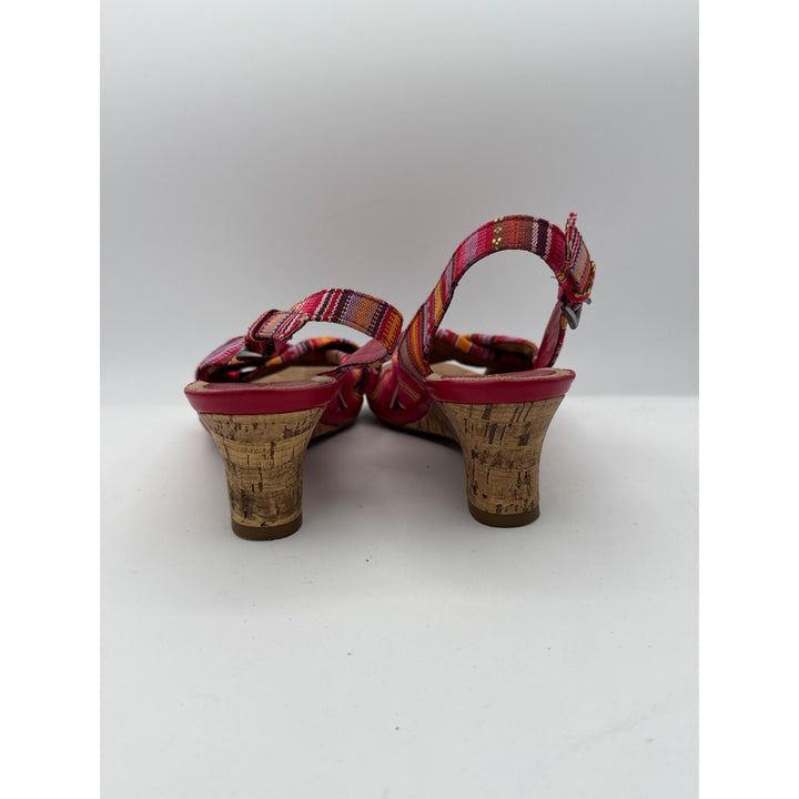 Aerosoles Womens Multicolor Striped Open-Toe Wedge Sandals Size 8.5