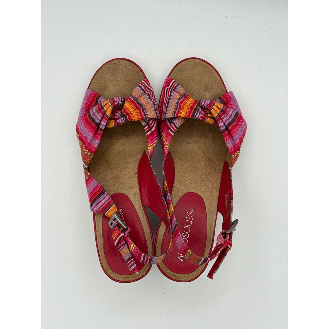 Aerosoles Womens Multicolor Striped Open-Toe Wedge Sandals Size 8.5