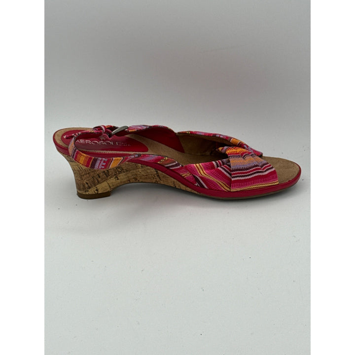 Aerosoles Womens Multicolor Striped Open-Toe Wedge Sandals Size 8.5