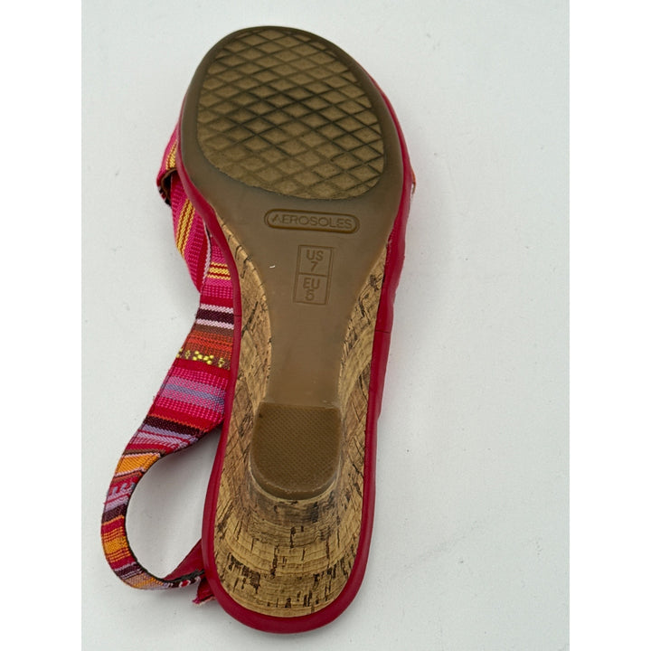 Aerosoles Womens Multicolor Striped Open-Toe Wedge Sandals Size 8.5
