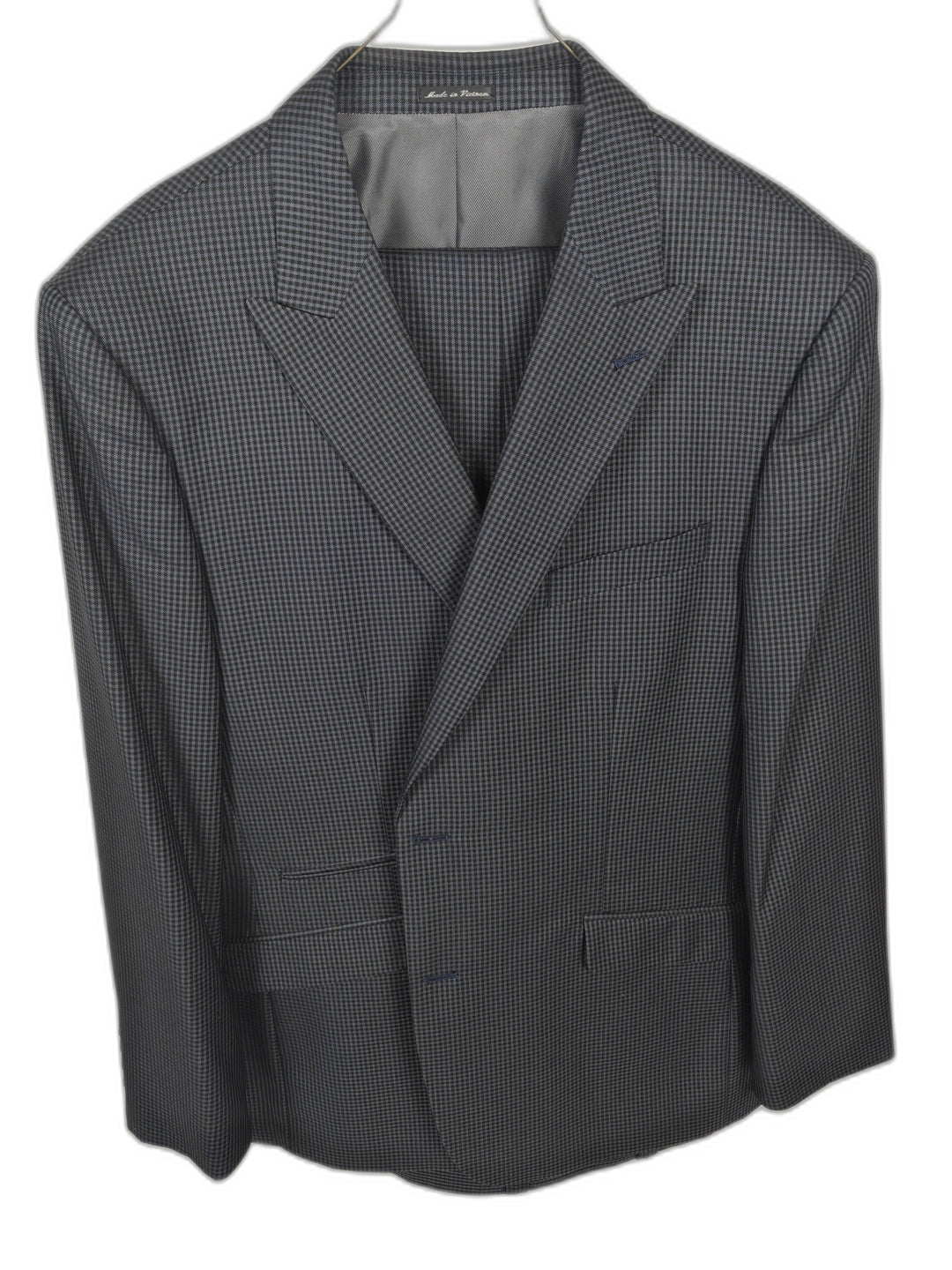 Steve Harvey Collection Sartorial Men's 48R Blue Gray Check Suit 2-Piece Set Jacket & Pants