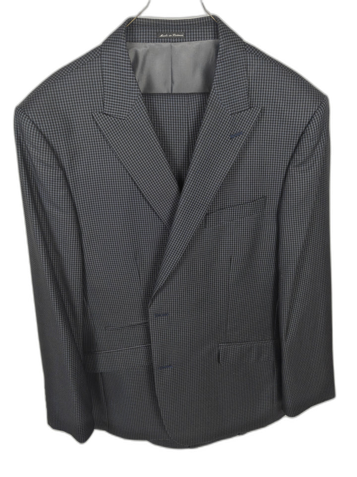 Steve Harvey Collection Sartorial Men's 48R Blue Gray Check Suit 2-Piece Set Jacket & Pants